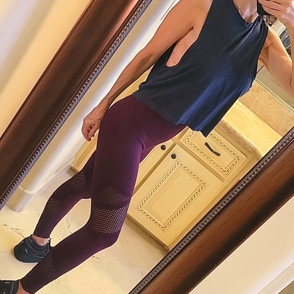 Fabletics Purple Lasercut Sport Tights, S - Picture 5 of 16